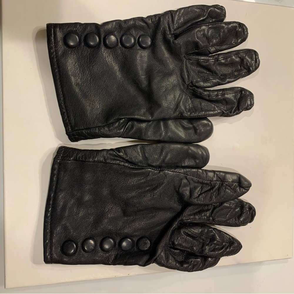 Vintage Genuine Black Leather Gloves - Picture 3 of 3